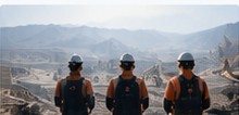 Trabajadores acompañados en una operación minera a cielo abierto